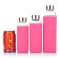 550ml Eco-friendly Glass Water Bottle,BPA-Free Portable Sports Bottle,Leak-proof Stainless Steel Cap Sleeve Drinking bottle